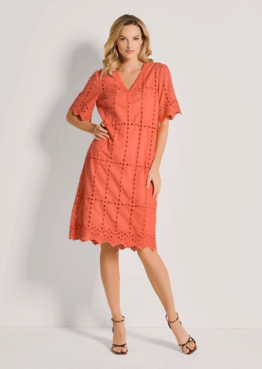 Baumwoll-Tunika-Kleid mit Lochspitze