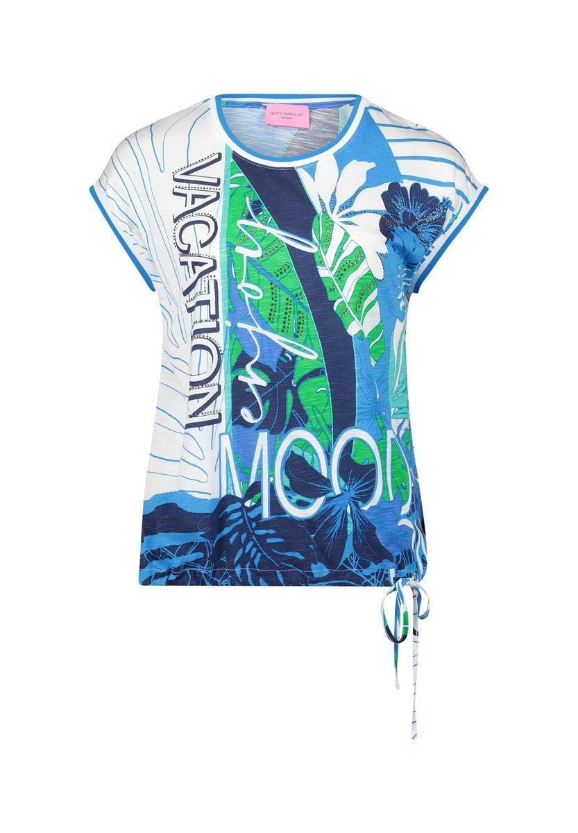 T-Shirt mit Blumendruck und Urlaubsstimmung