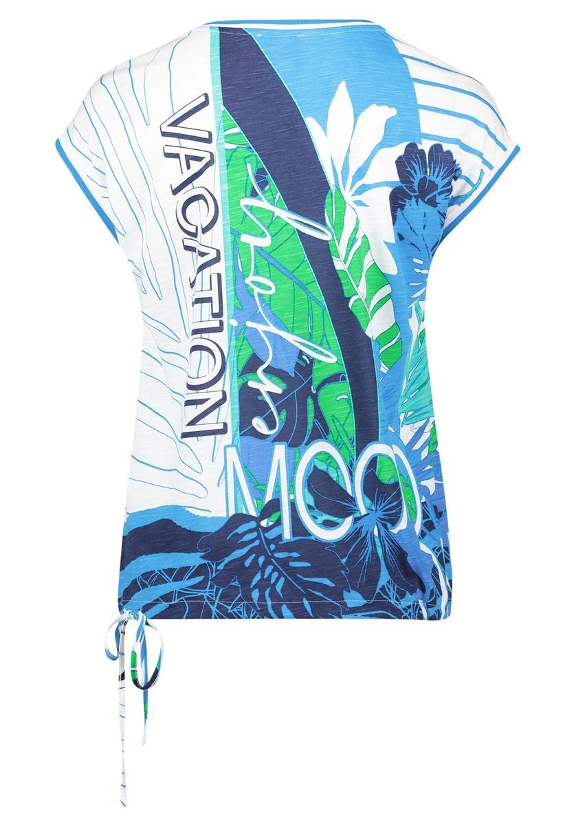 T-Shirt mit Blumendruck und Urlaubsstimmung