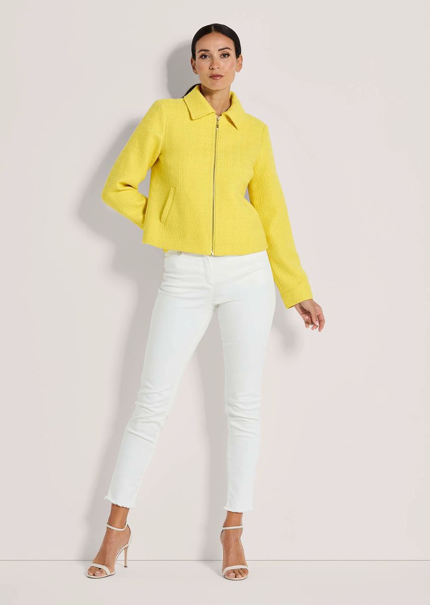 Kurze Bouclé-Jacke mit Reißverschluss
