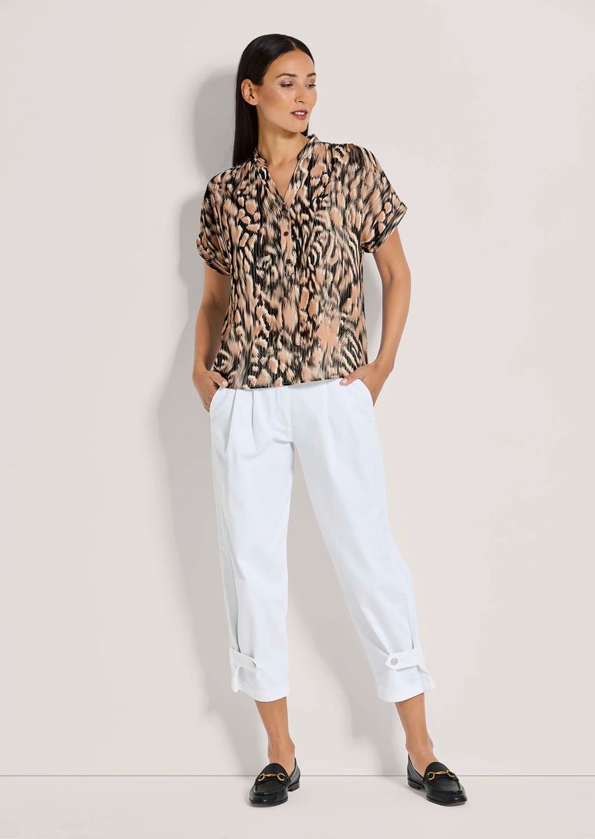 Kurzärmelige Bluse mit Animal-Print