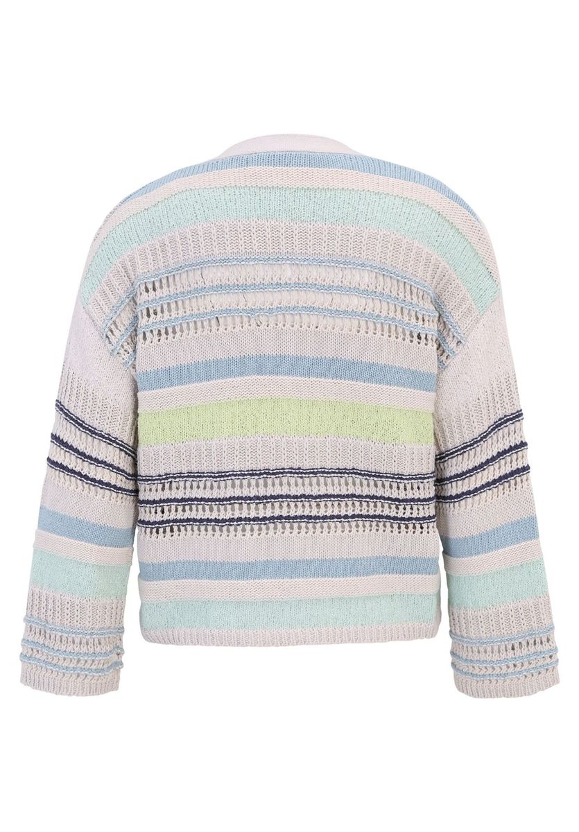 Gestreifte, offene Oversize-Strickjacke