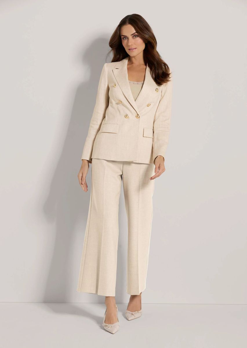 Zweireihiger Fischgrat-Blazer aus Leinen
