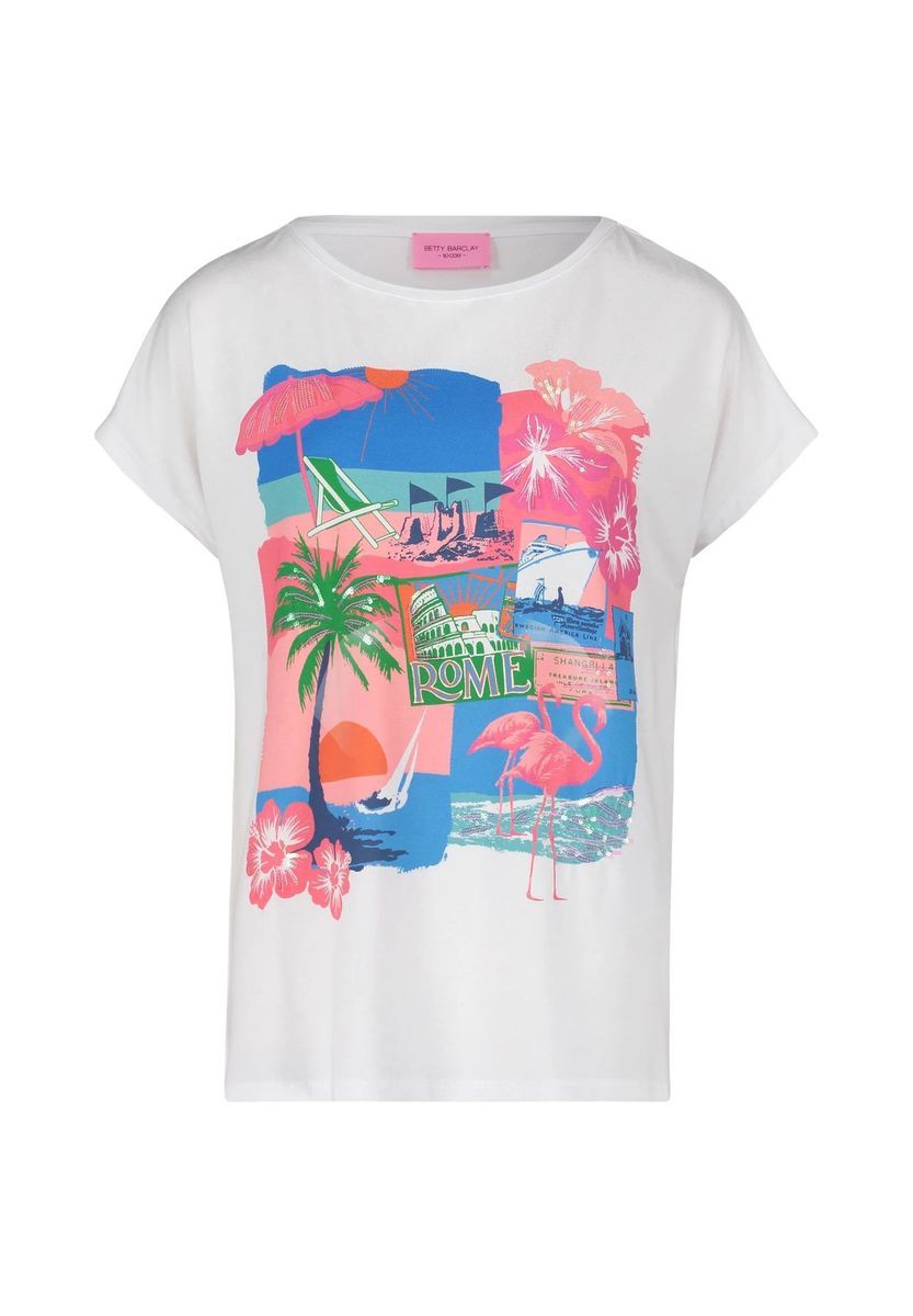 T-Shirt mit tropischem Print und Rundhalsausschnitt