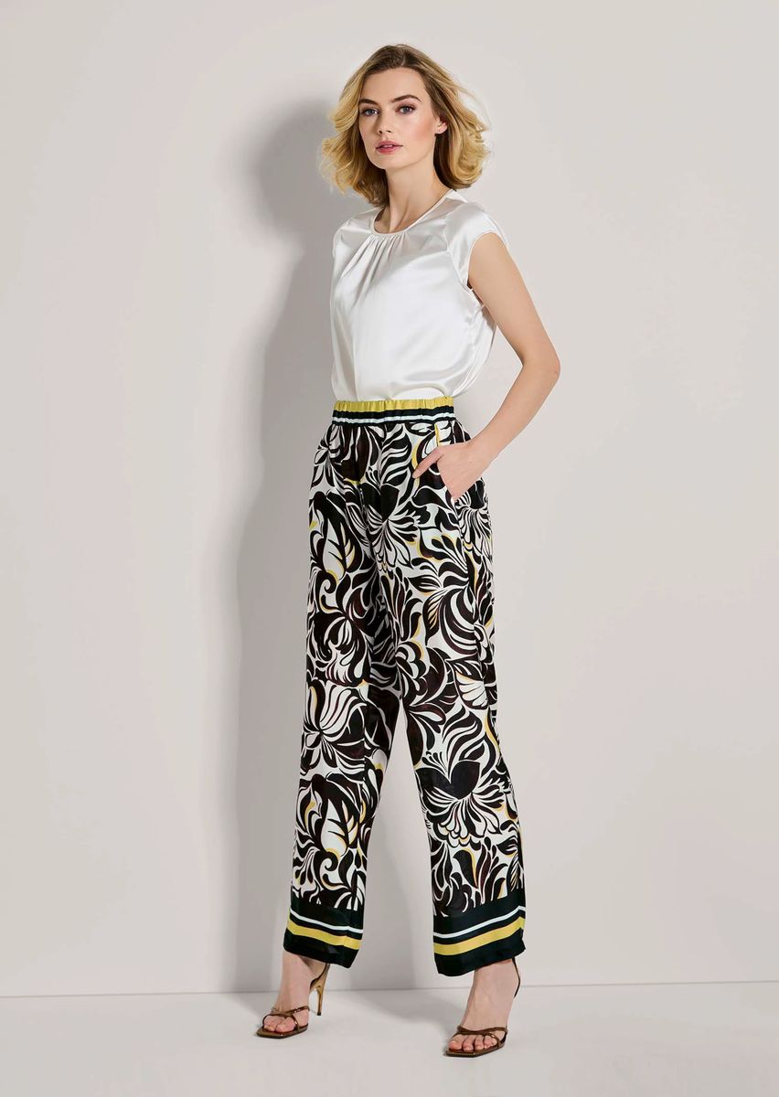 Weite Schlupfhose mit abstraktem Floral-Print