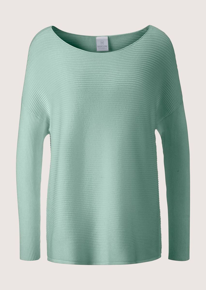Rippstrick-Pullover mit U-Boot-Ausschnitt