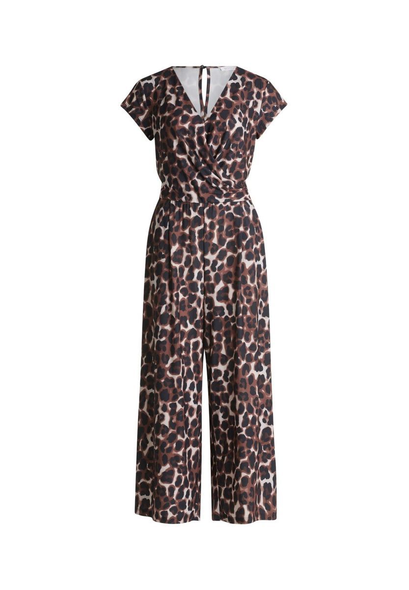 Jumpsuit mit Animalprint und V-Ausschnitt