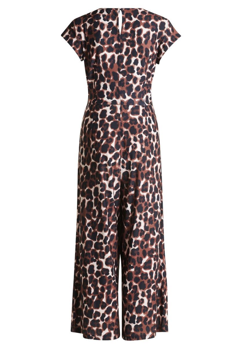 Jumpsuit mit Animalprint und V-Ausschnitt