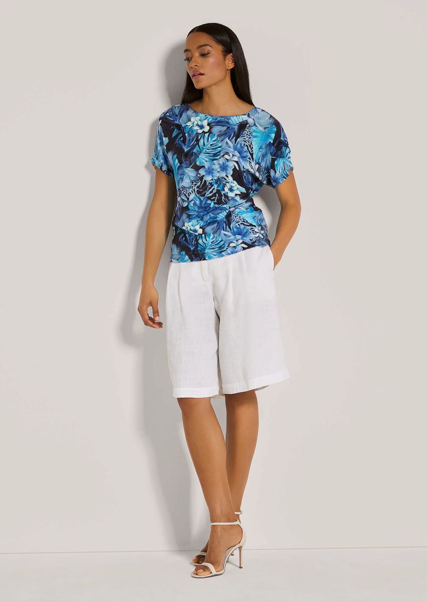 Stricktop mit Blumen- und Animal-Print