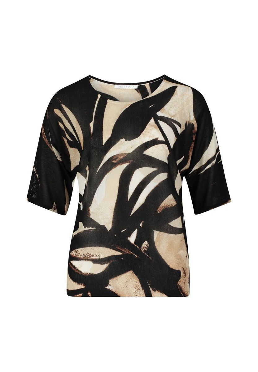 Feinstrickoberteil mit abstraktem Blumenmuster