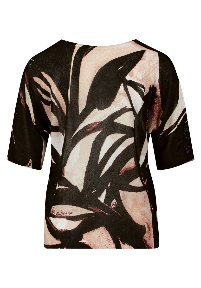 Feinstrickoberteil mit abstraktem Blumenmuster