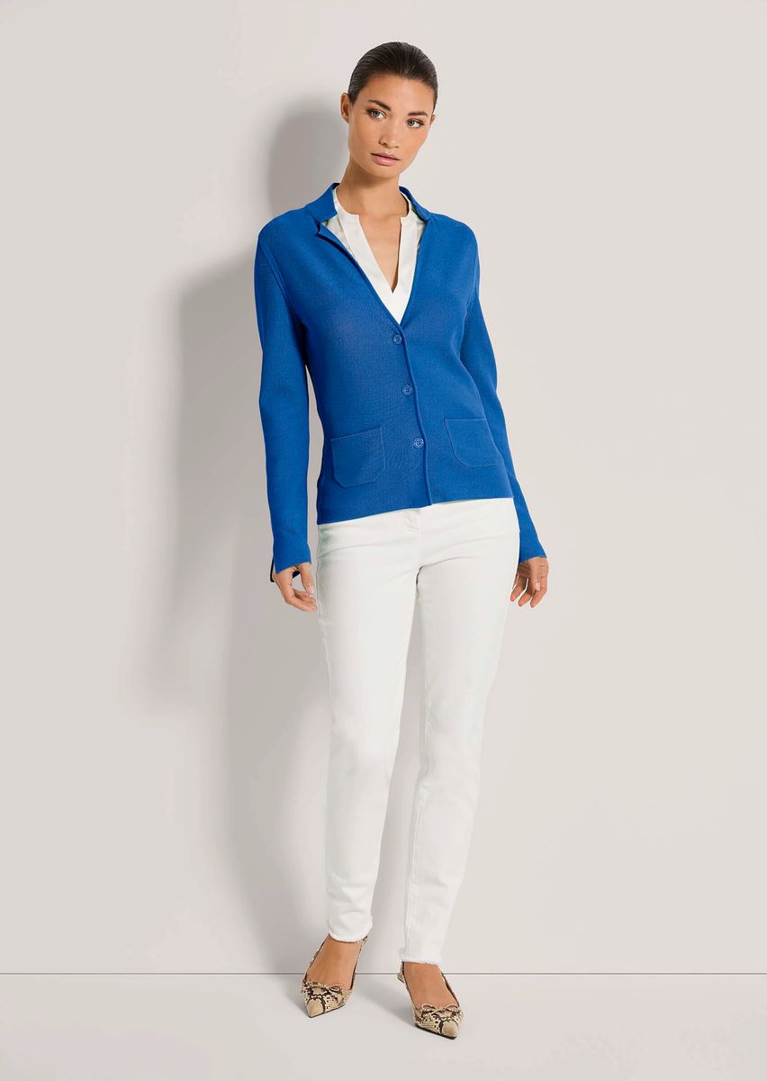 Taillierter Strickblazer mit Stehkragen