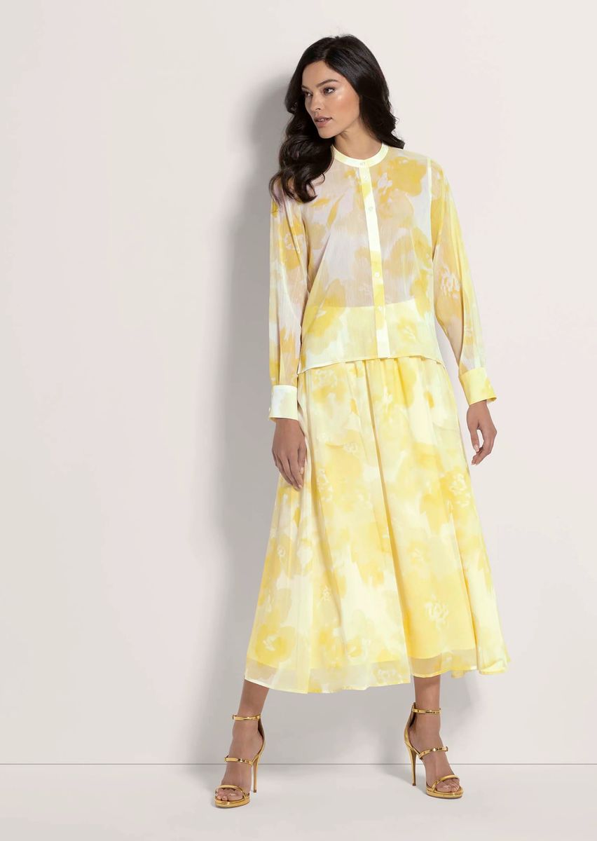 Fließende Crêpe-Bluse mit Blumenprint