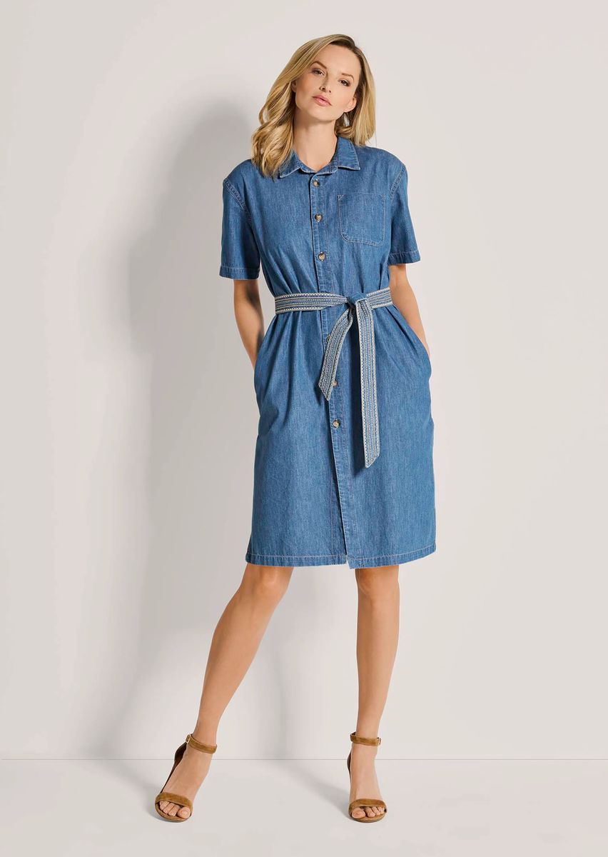 Kurzärmeliges Hemdblusenkleid aus Denim