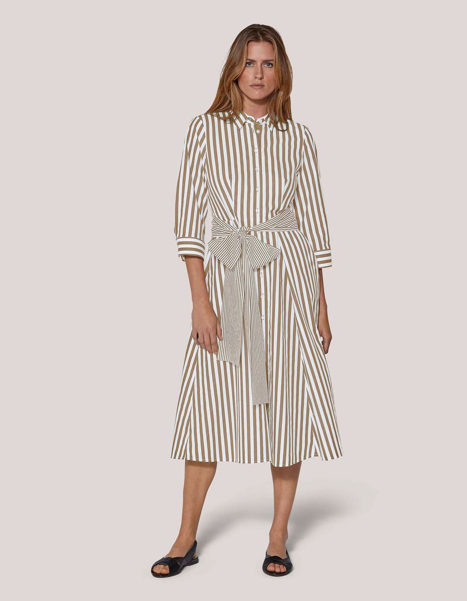 Gestreiftes Hemdblusenkleid aus Baumwolle