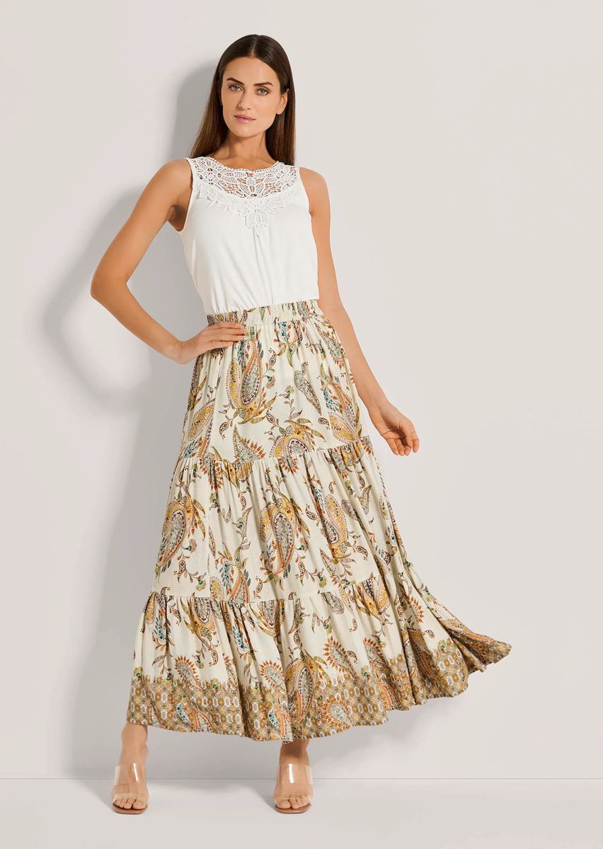 Stufenrock mit Paisley-Print