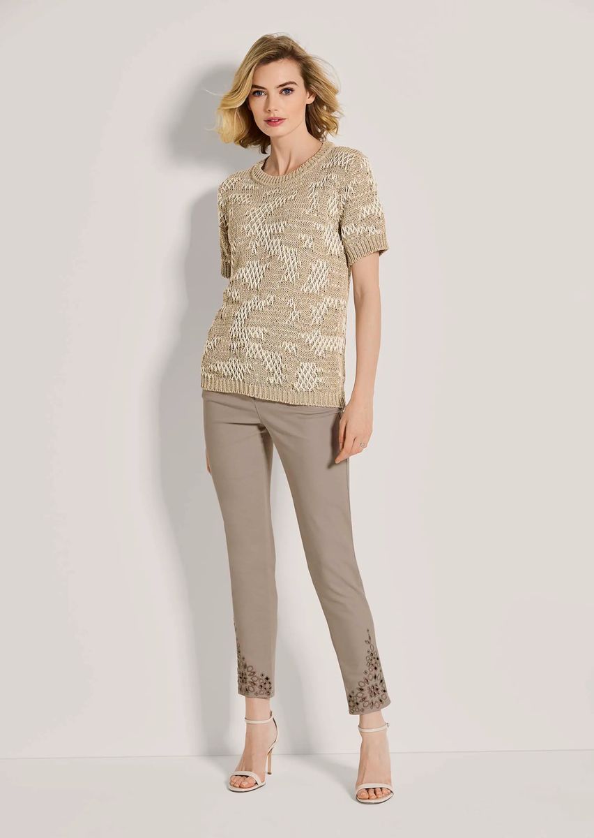 Eleganter Kurzarm-Pullover mit Glanzeffekten