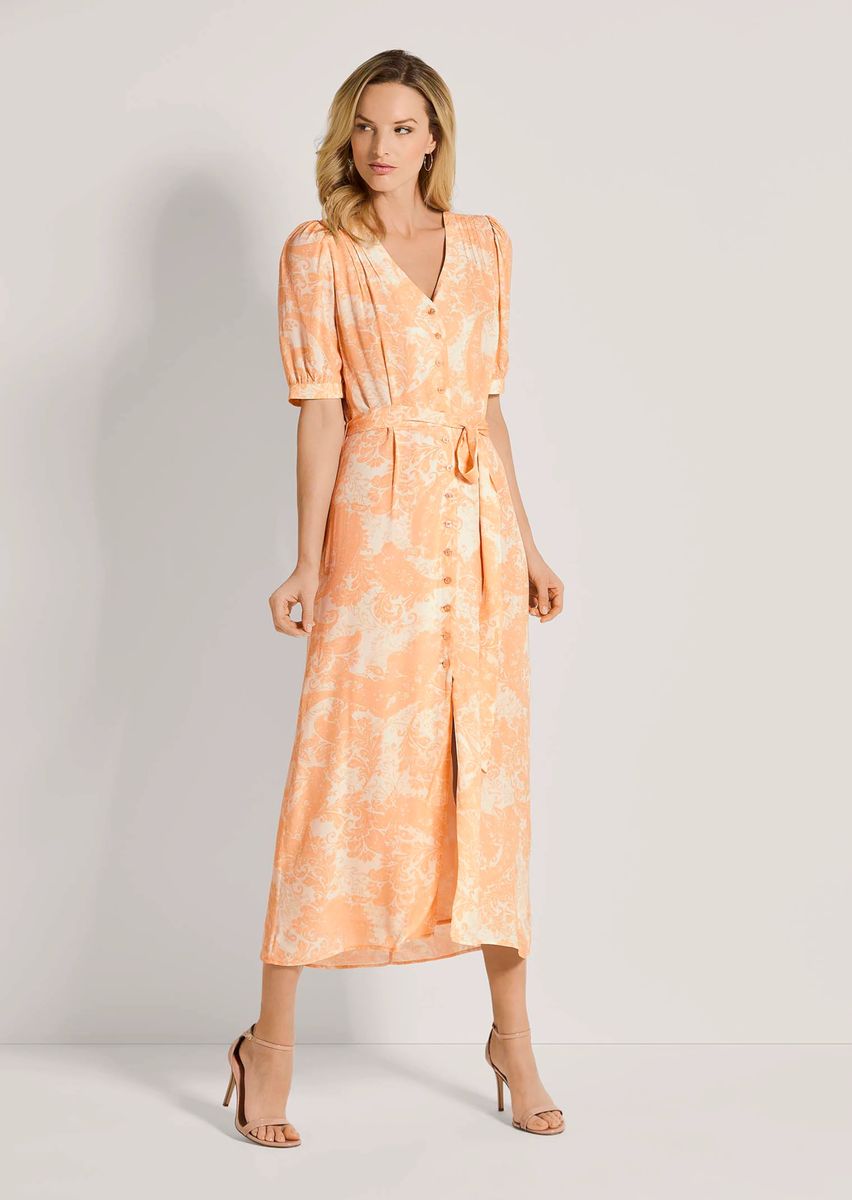 Florales Midikleid mit Knopfleiste