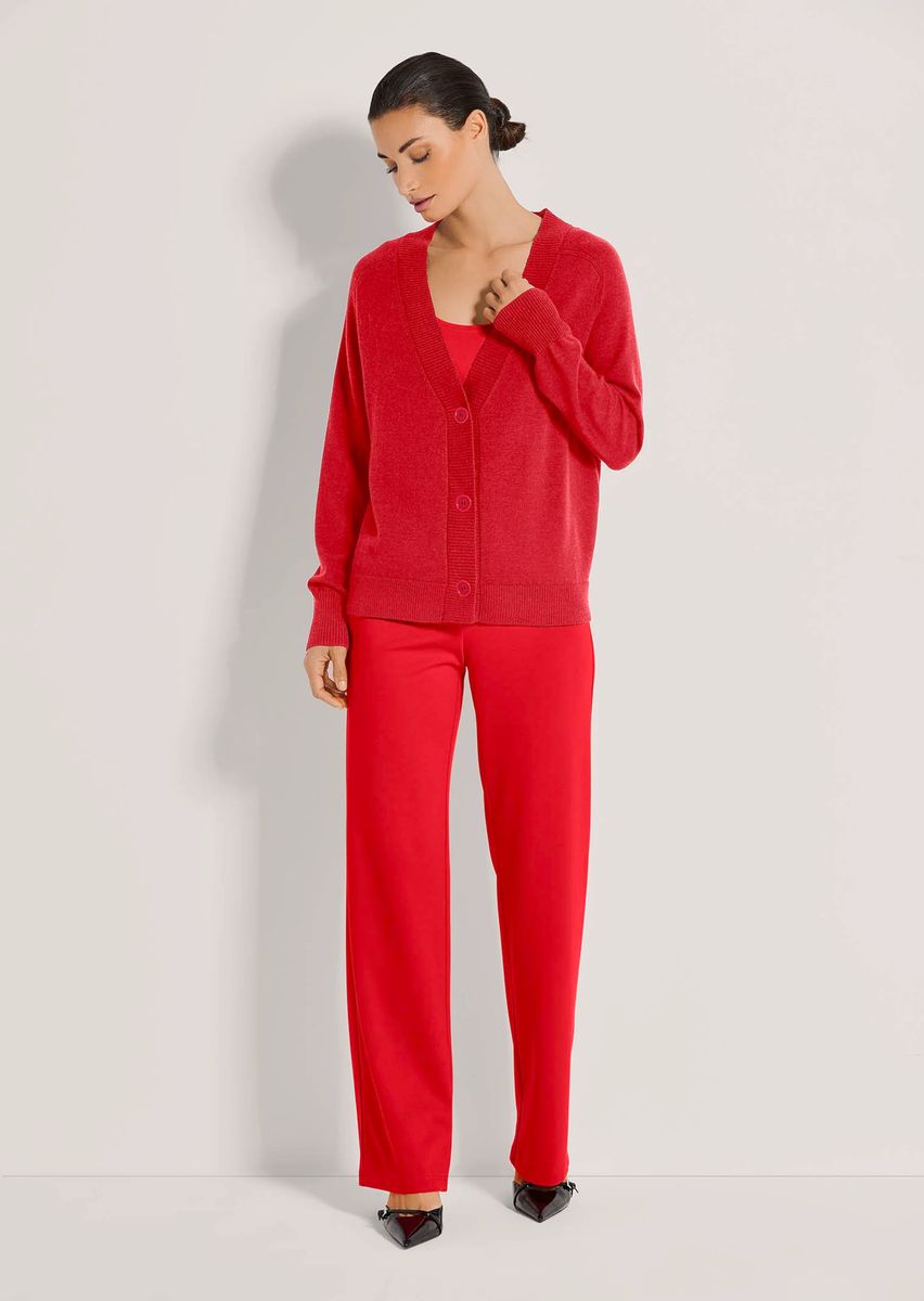 Kurze Strickjacke mit V-Ausschnitt und Rippbündchen