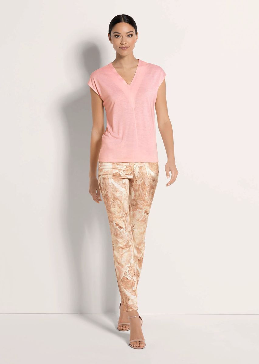 Feminines Stretch-Shirt mit V-Ausschnitt