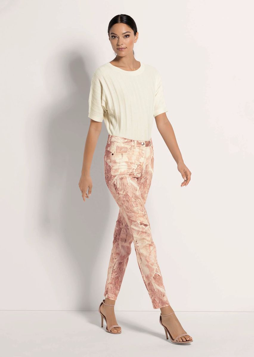 Schmale Five-Pocket-Hose mit Print