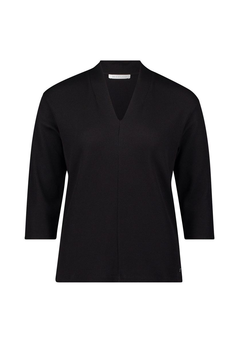 Geripptes Strick-Casual-Top mit V-Ausschnitt