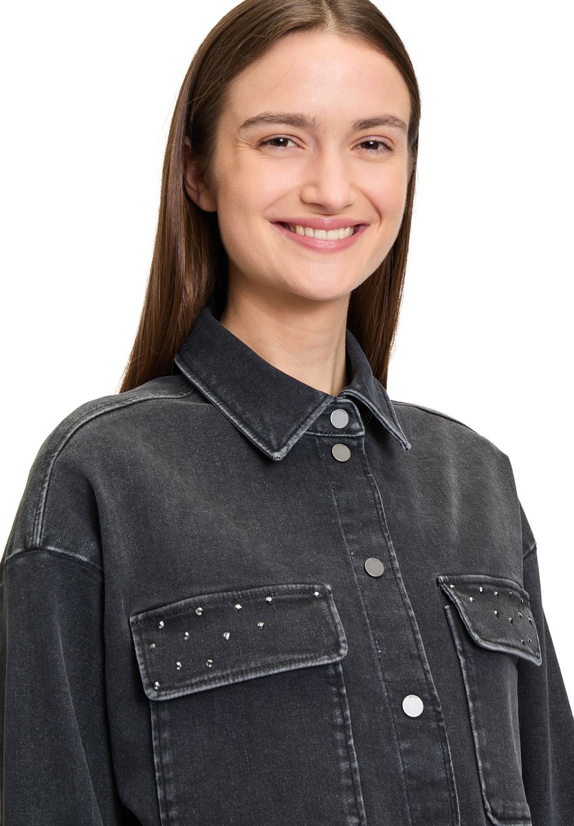 Oversized Schwarze Jeansjacke mit Taschen