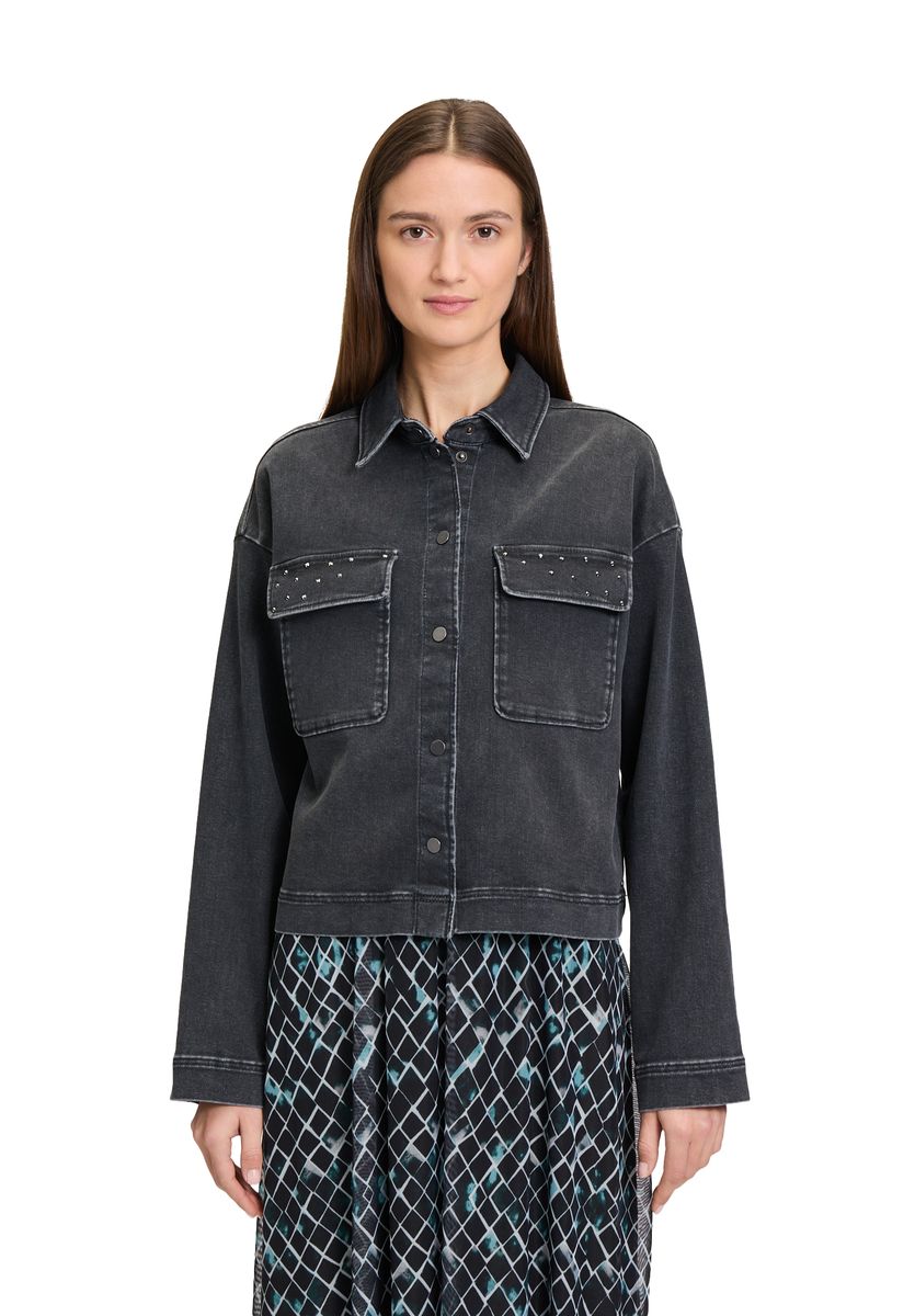 Oversized Schwarze Jeansjacke mit Taschen
