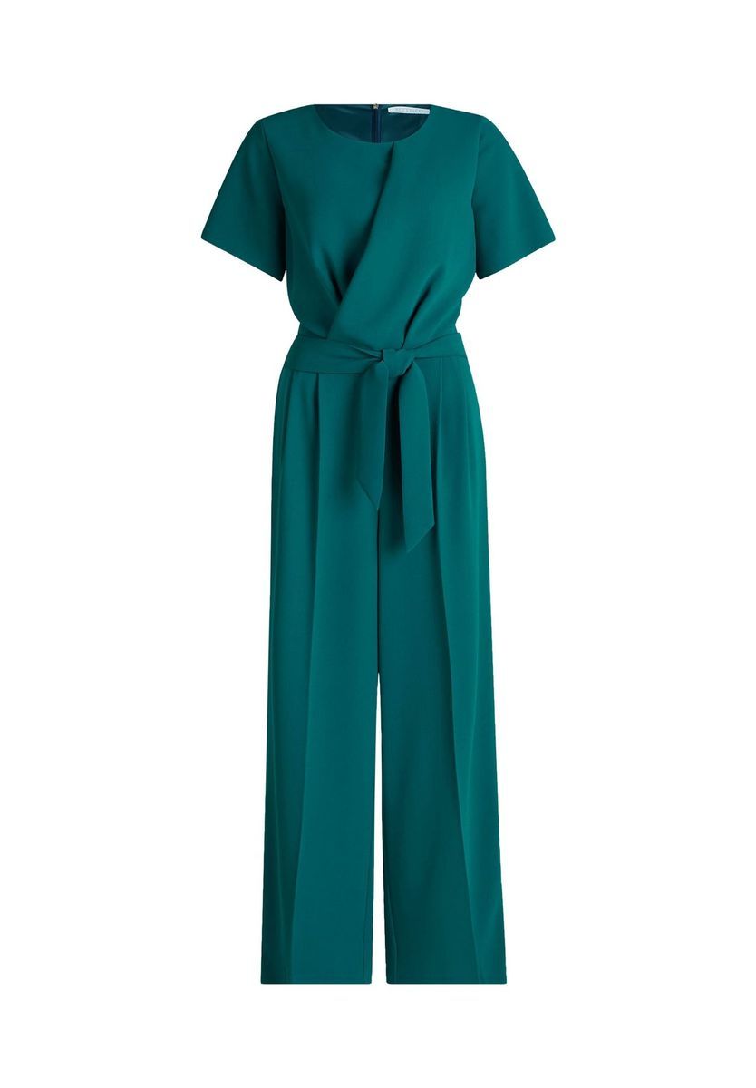 Eleganter petrolfarbener Jumpsuit mit Bindegürtel