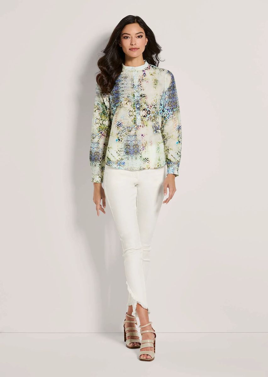 Tunika-Bluse mit abstraktem Print