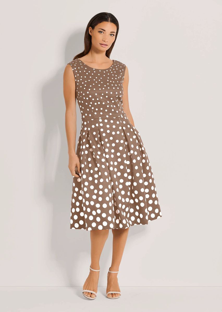 Polka-Dot-Midikleid mit Kellerfalten