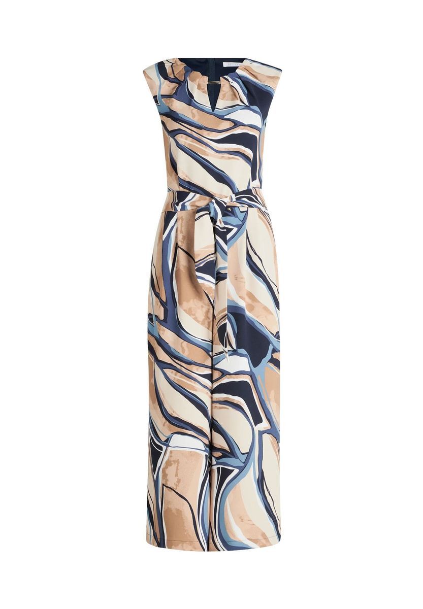 Jumpsuit mit abstraktem Print und Bindegürtel