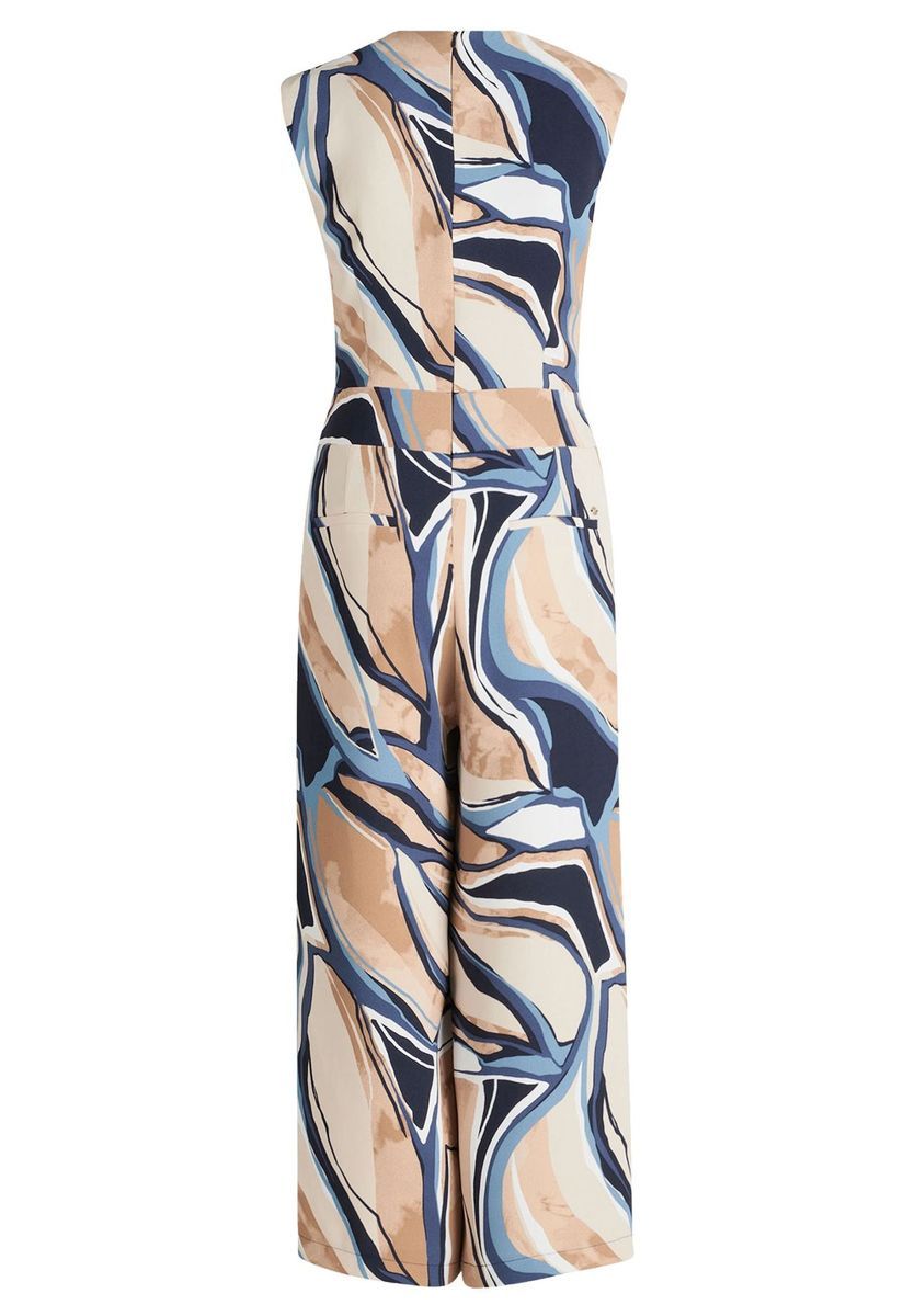 Jumpsuit mit abstraktem Print und Bindegürtel