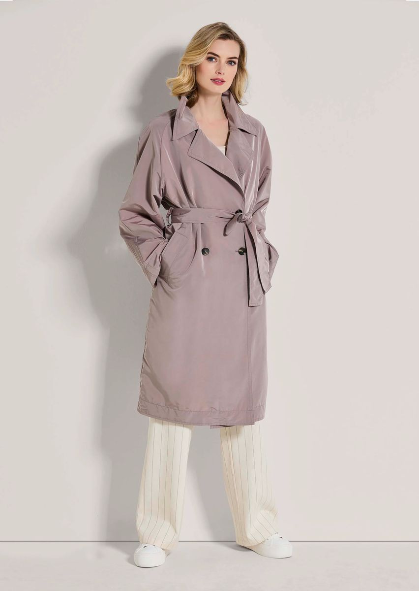 Eleganter zweireihiger langer Trenchcoat