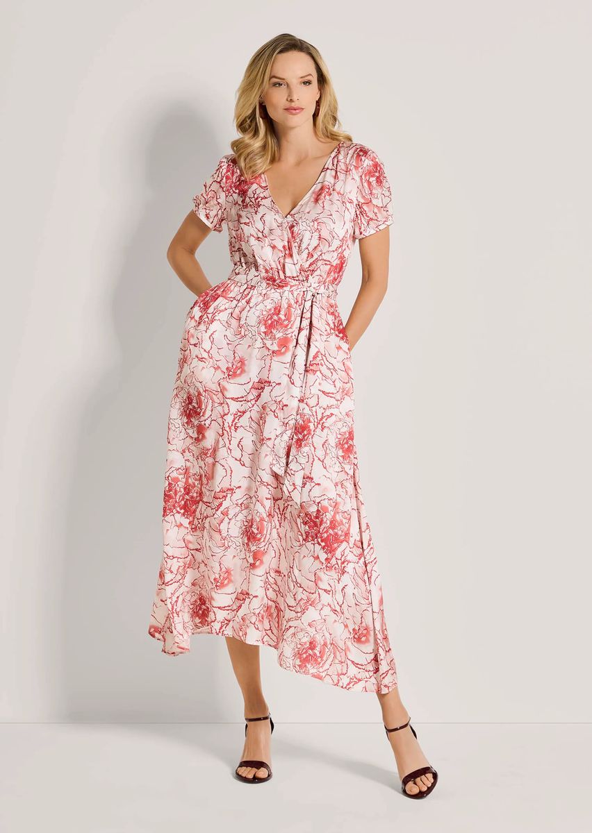 Elegantes florales Midi in Wickeloptik