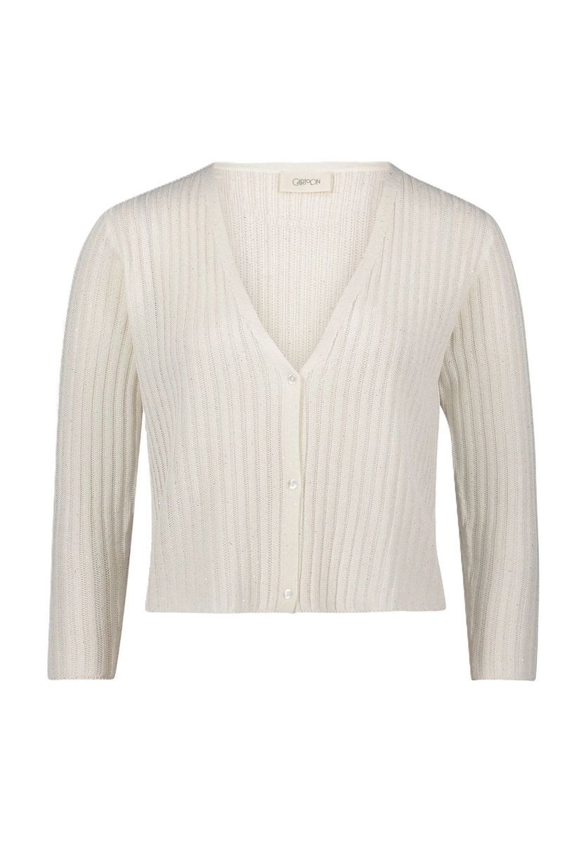 Elegante, gerippte, kurze Strickjacke