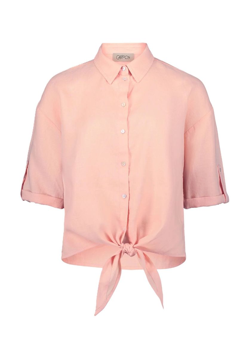 Leinenbluse mit Knoten und 3/4-Ärmeln