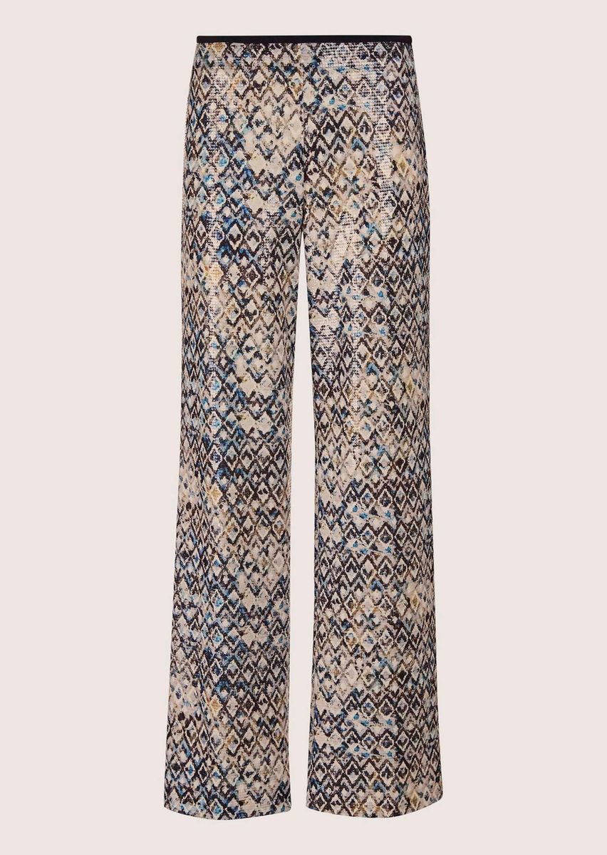 Weite Paillettenhose mit Rautenmuster