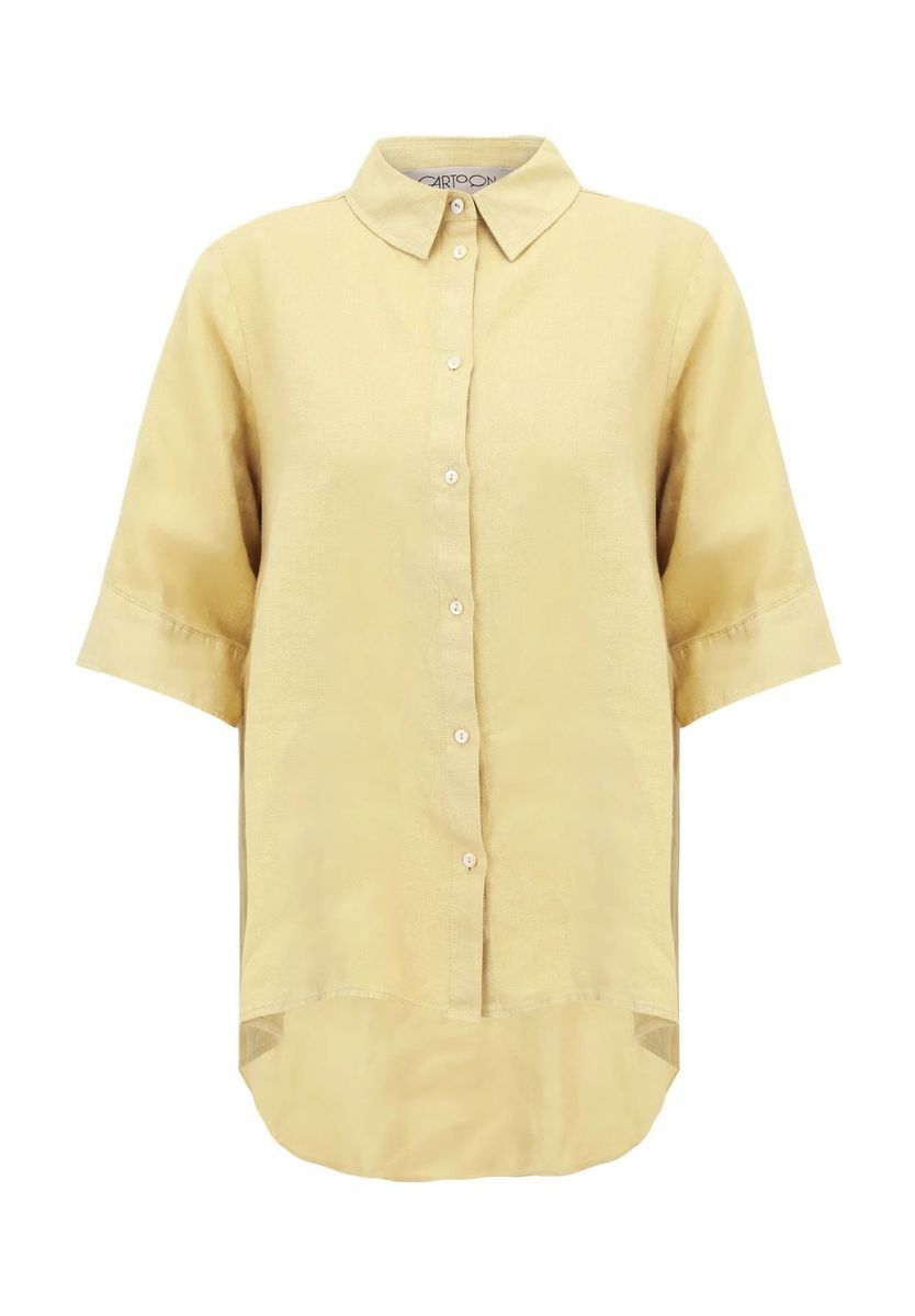 Locker geschnittenes Leinenhemd mit Knopfleiste