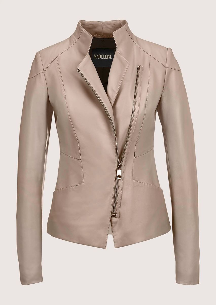 Asymmetrische Lederjacke aus Lammnappa