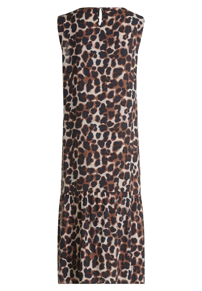 Ärmelloses, gestuftes Maxikleid mit Leopardenmuster