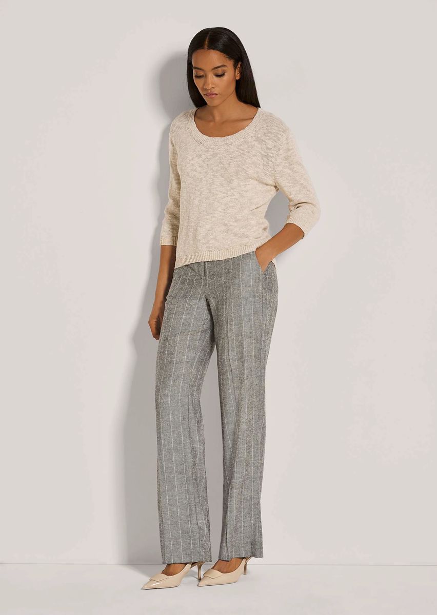 Strukturierter Glanzpullover mit 3/4-Arm