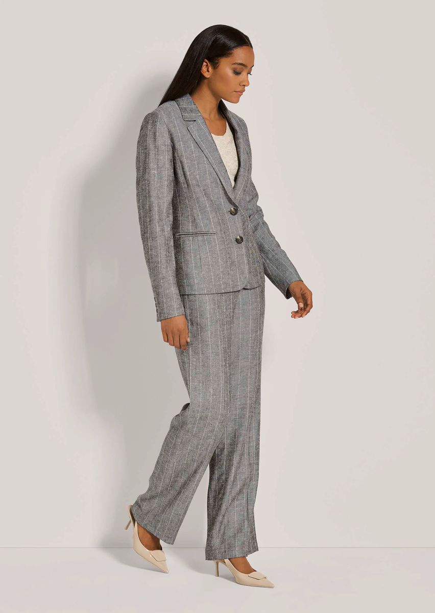 Leinenmischung-Blazer mit Nadelstreifen
