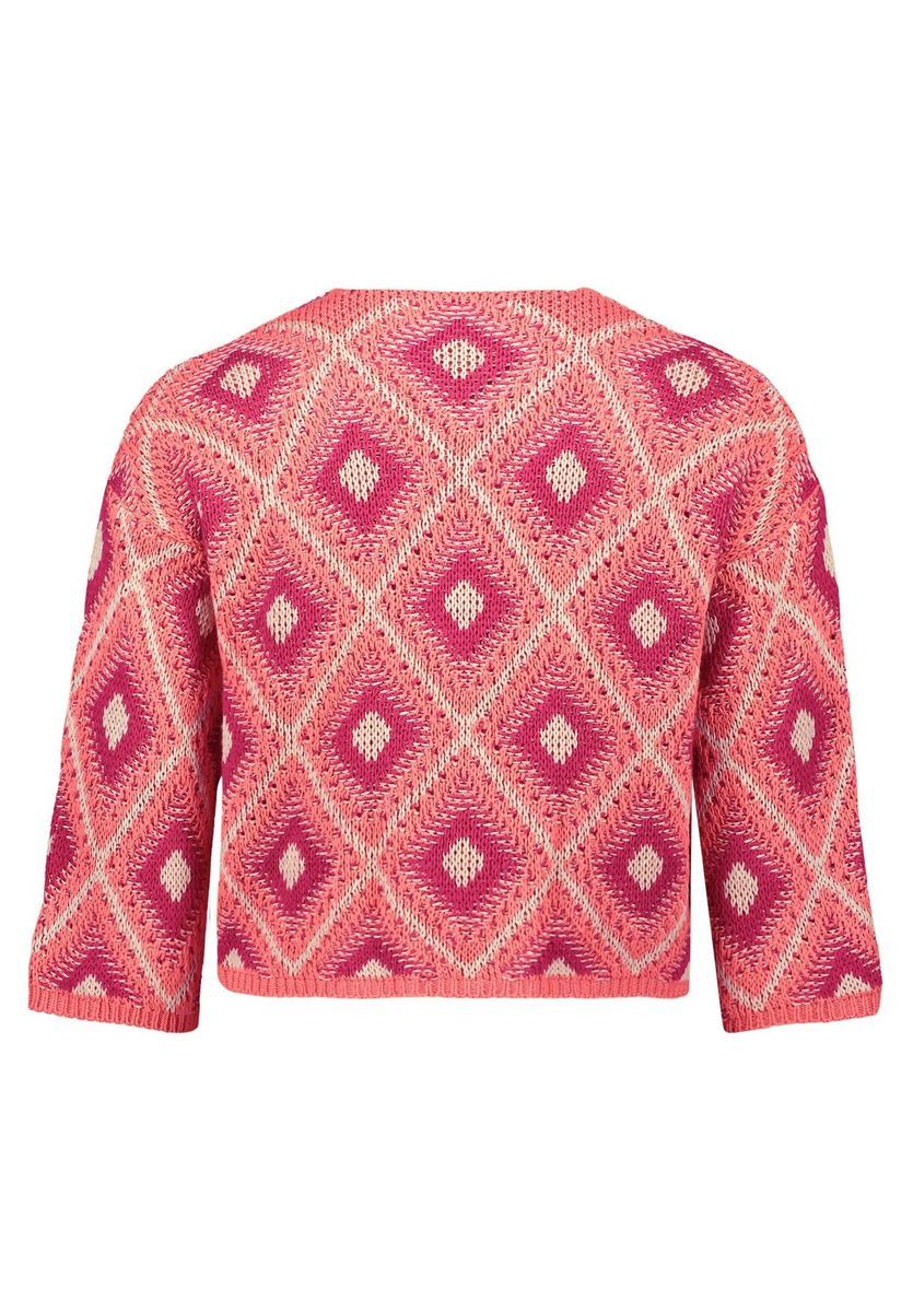 Strickjacke mit Rautenmuster, cropped