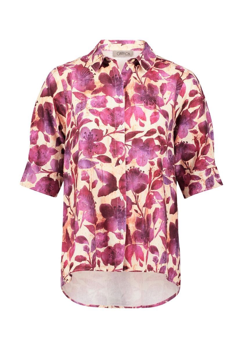 Bluse mit Blumenmuster und Leinenanteil