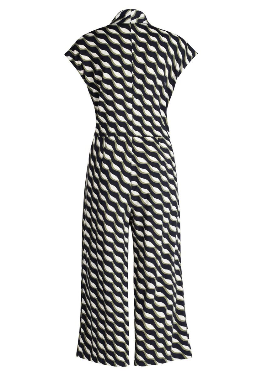 Gemusterter Jumpsuit mit Culotte und Cap-Ärmeln