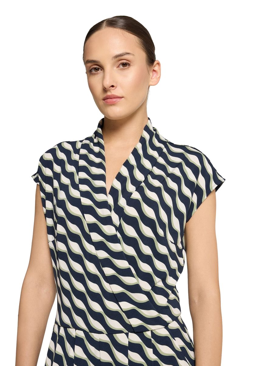 Gemusterter Jumpsuit mit Culotte und Cap-Ärmeln