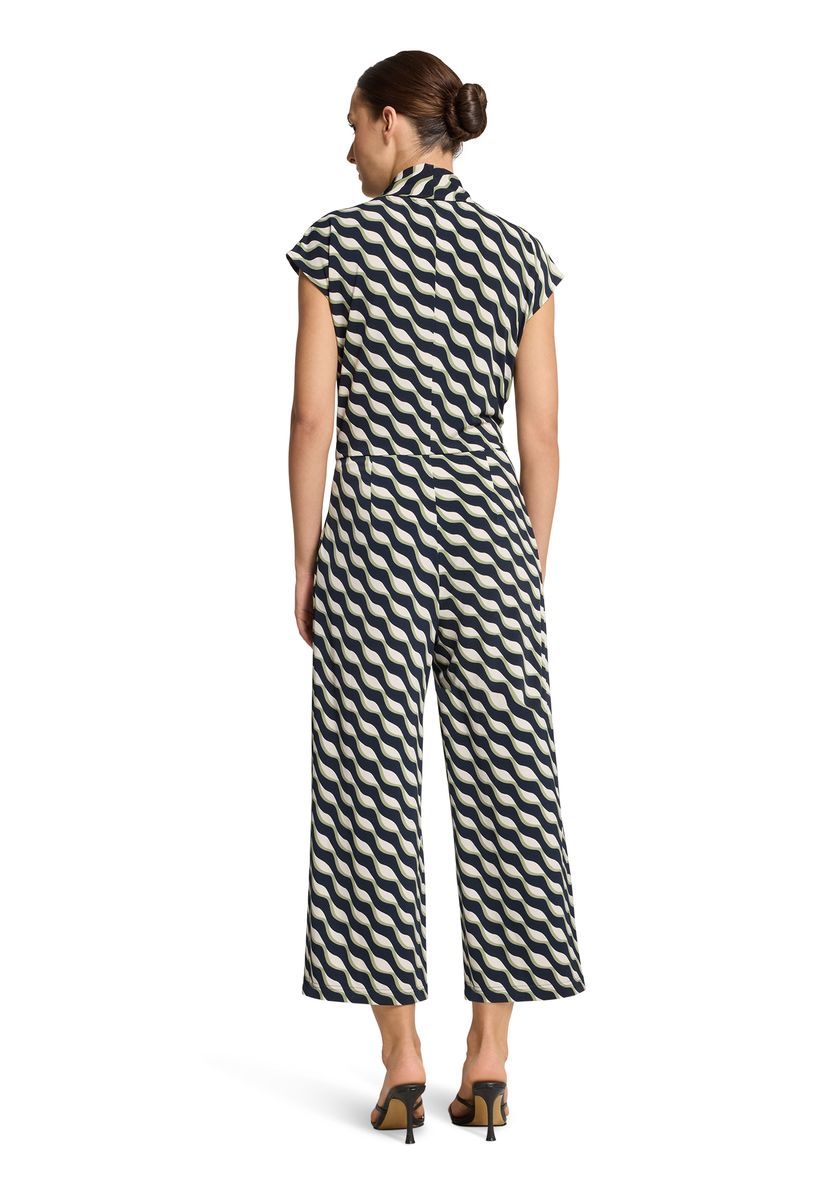 Gemusterter Jumpsuit mit Culotte und Cap-Ärmeln