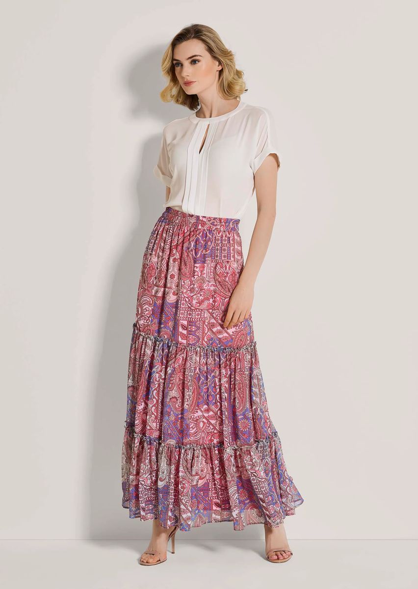 Luftiger Stufenrock mit Paisley-Print