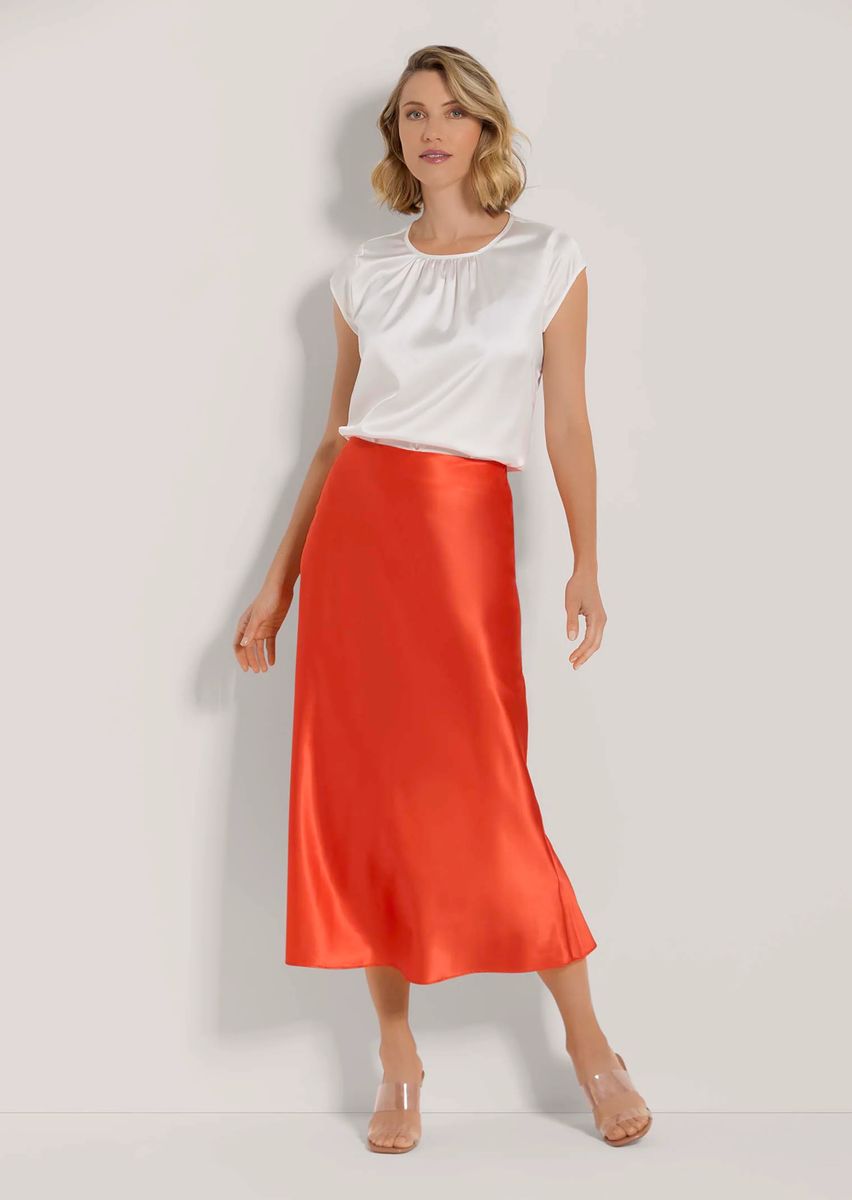 Eleganter Satin-Midirock in A-Linie